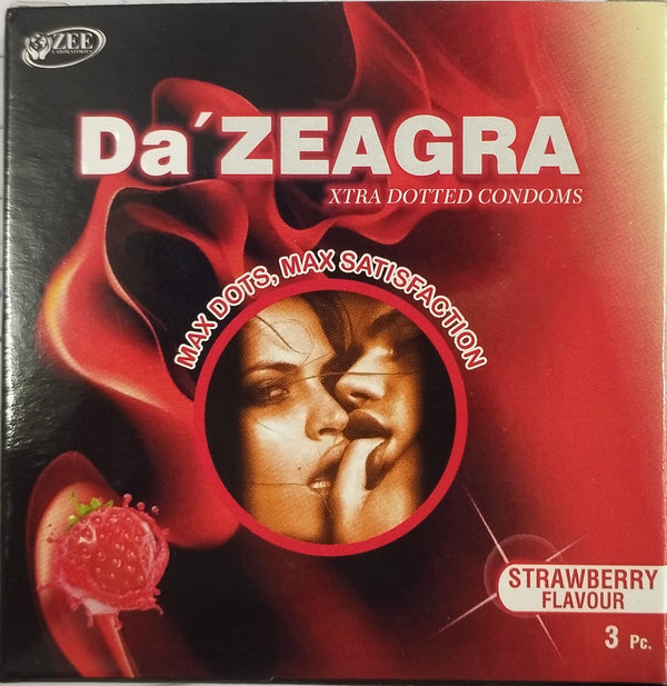 Da’ZEAGRA Condom Strawberry Flavour (Pack of 3 Pieces)