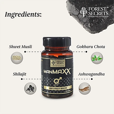 Forest Secrets Manmaxx Tablets - Men's Vitality Booster, Enchances Health, Vitality & Vigour, 60 pcs Bottle