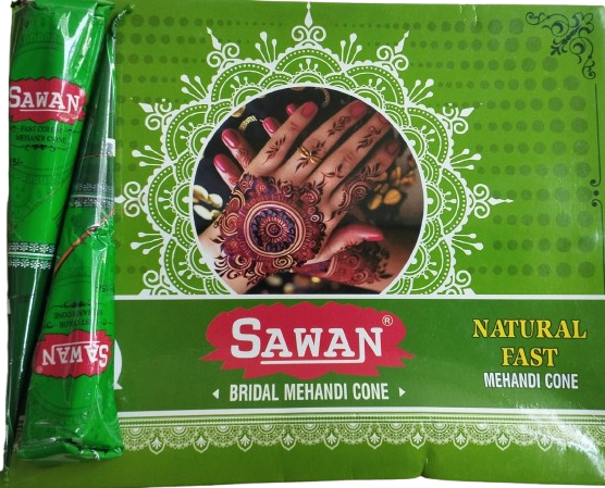 Sawan Bridal Mehandi Cone | Natural Fast Mehandi Cone (Pack of 12 Pcs)
